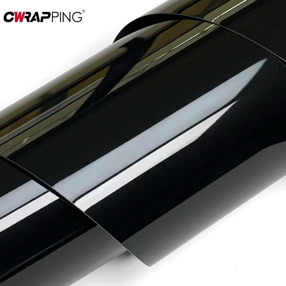 PET Glossy Black Vinyl Wrap Films Self Adhesive Waterproof Color Changing Car Sticker for Scooter Motorcycle Car Accessories