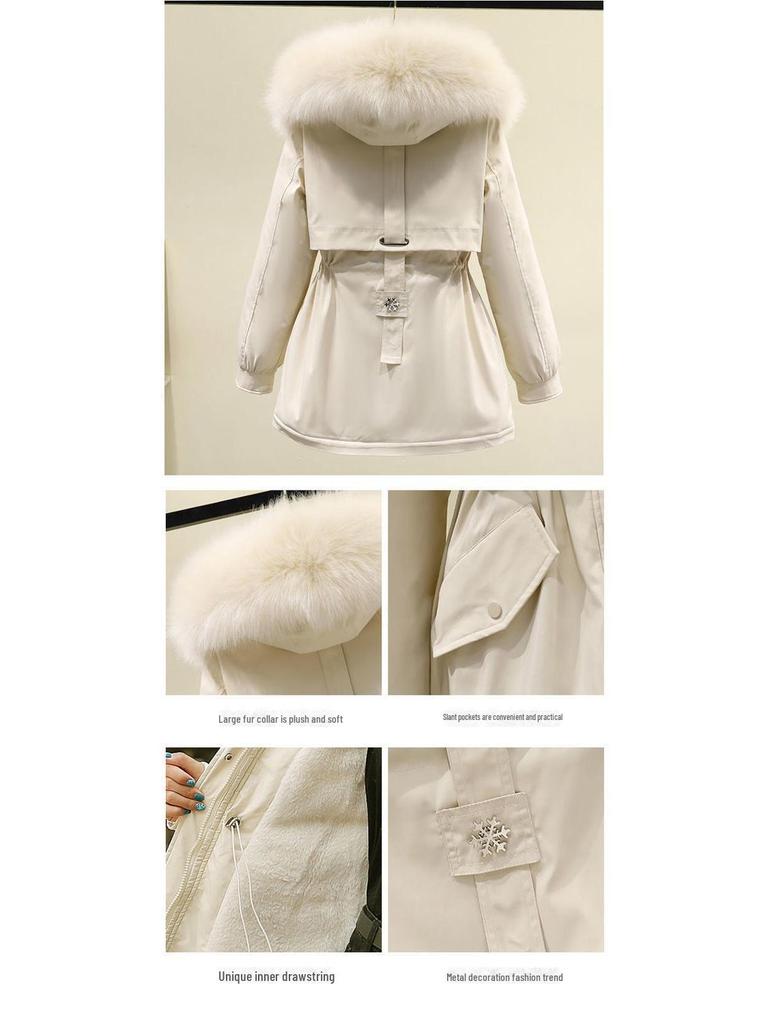 Korean Style Winter Parka: Women's Loose, Thickened Cotton Coat with Stylish Velvet Accents