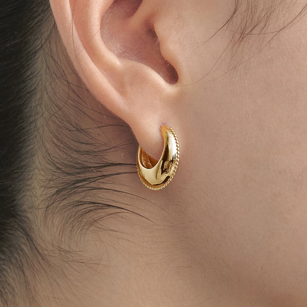 Champagne Moon Silver (Y) Gout Oval Earrings S Hl2E19243Y9Xxx