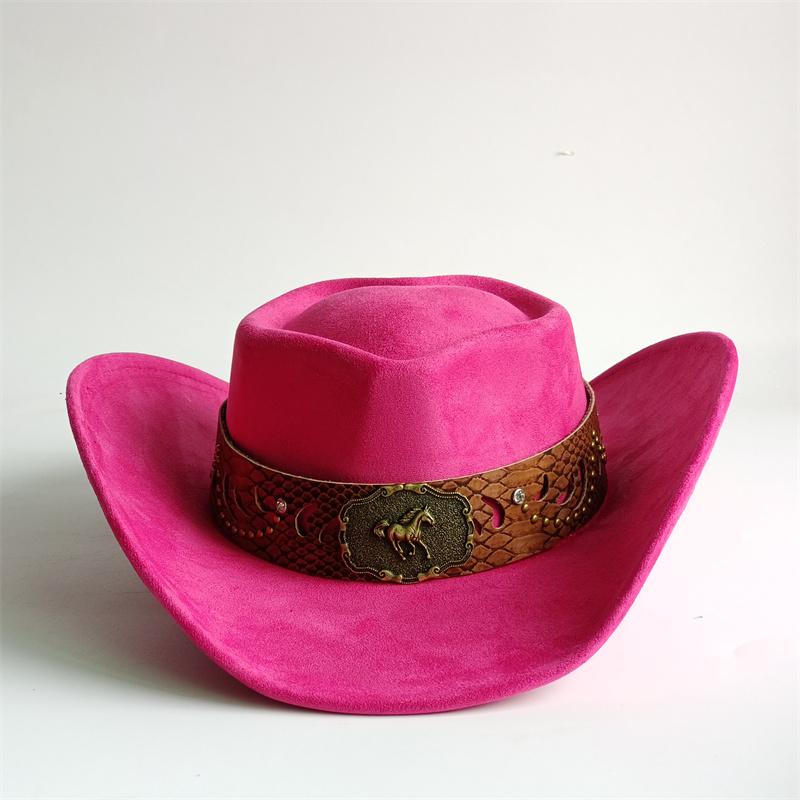 Heart Shaped Cowboy Hat Horse Head Leather Accessory Western Cowboy Hats Vintage Big-edge Gentleman Cowgirl Jazz Hat Holidays