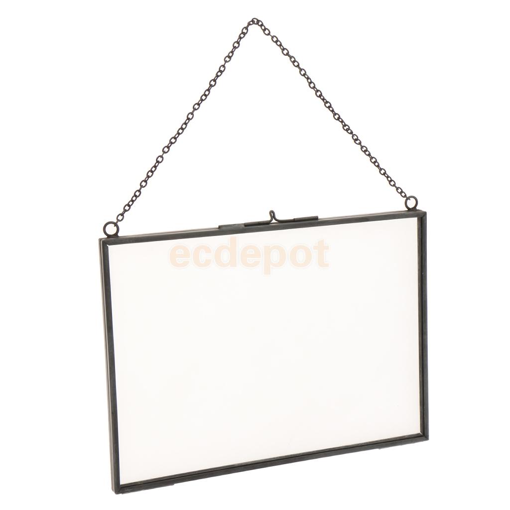 MagiDeal Industrial Style Double Sided Glass Hanging Photo Frame Wall Frame Flower Plant Specimen Portrait Display Frame Holder
