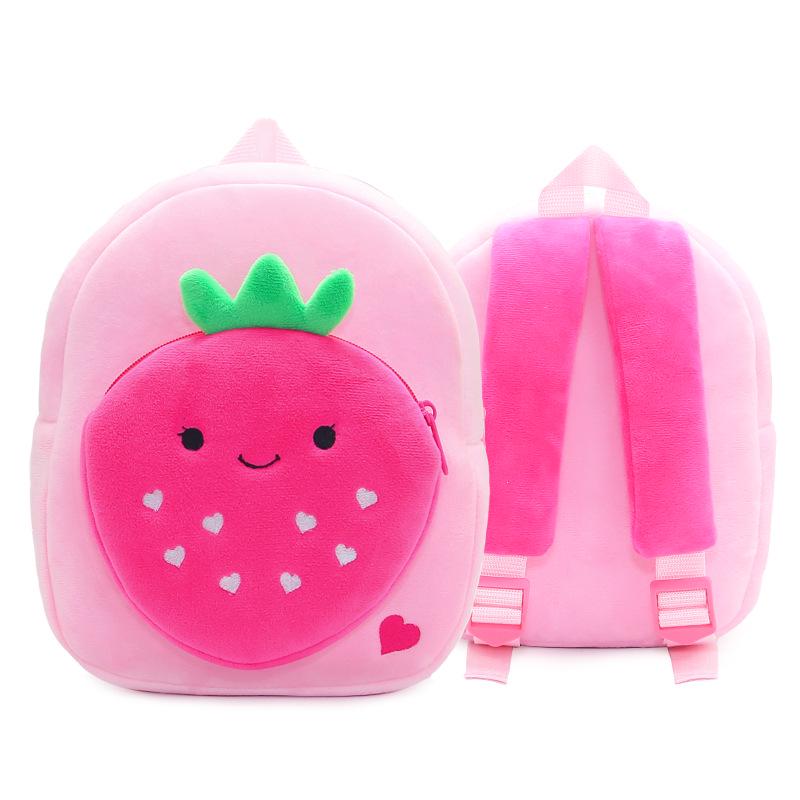 Adorable Cartoon Fruit Backpack for Kids Aged 2-4: Soft Plush Double Shoulder Design