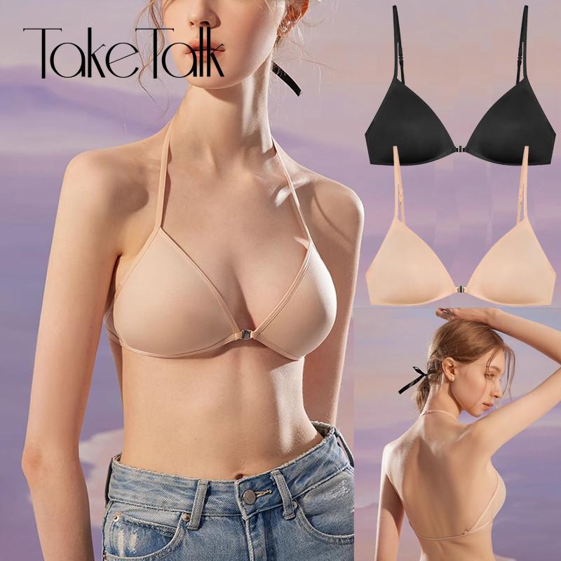 FINETOO Dámské francouzské trojúhelníčkové spodní prádlo Bezešvé a bezdrátové spodní prádlo Krásná podprsenka se zády