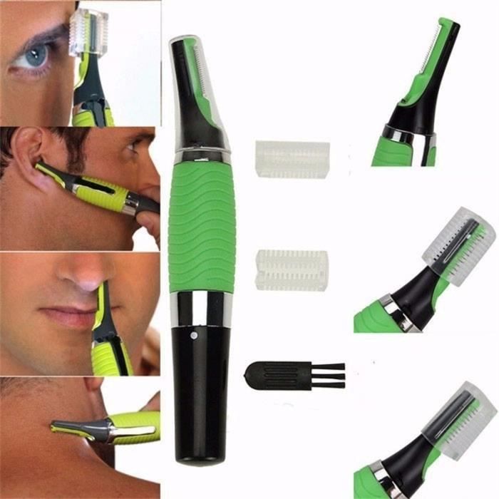 Tondeuse Nez Hommes Trimmer Body Shaver Cheveux Sourcils Remover Micro Rasoir Électrique avec Lumière LED - Vert