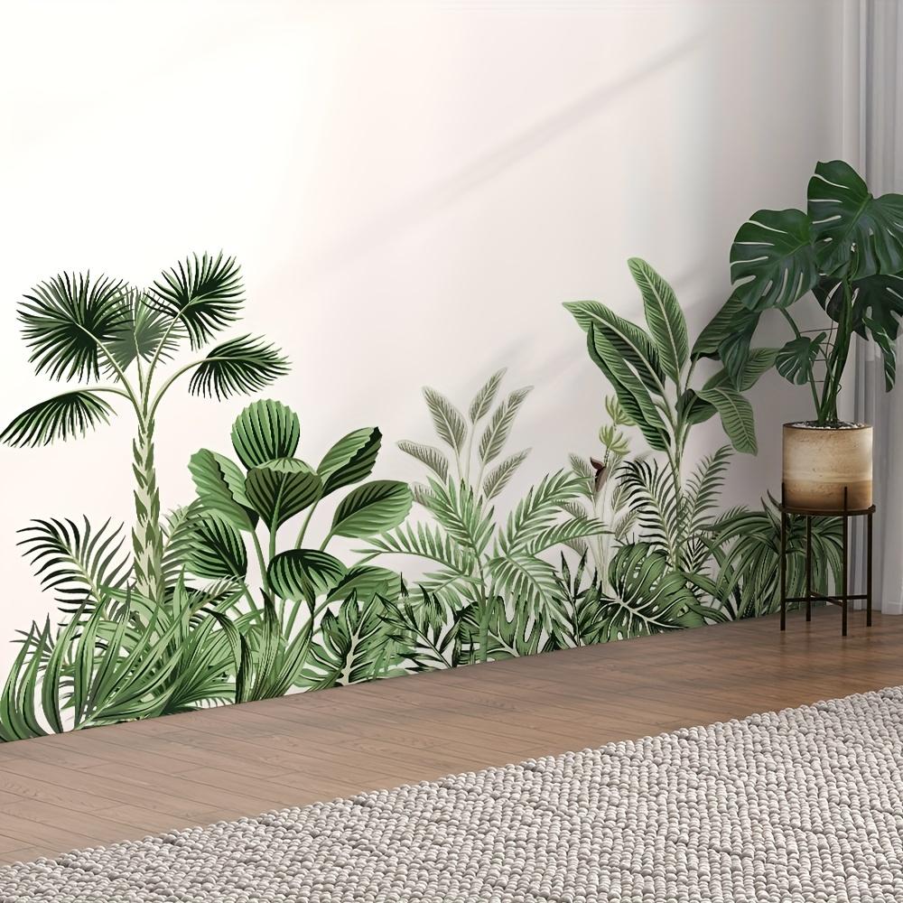 Tropical Plant Wall Decal with Monstera and Palm Leaves Large Green Jungle Themed Sticker for Living Room Bedroom and Nursery