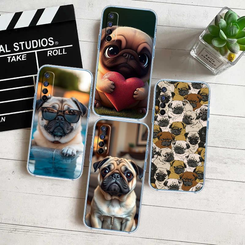 Cute Pug Dog Transparent Phone Case for LG K22 K30 K40 K40S K41 K42 K50 K50S K51 K51S K52 K61 K62 K71 K92 Q60 Q61 V40 V50 V60