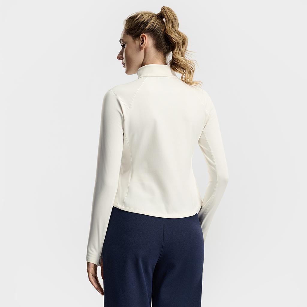 Fila Tennis Fleece Warm Fashion Classic Simple Casual Sports Training Tennis Versatile Half-Zip Slim Knit Long Sleeve T-Shirt Women Tops A11W613201FWT