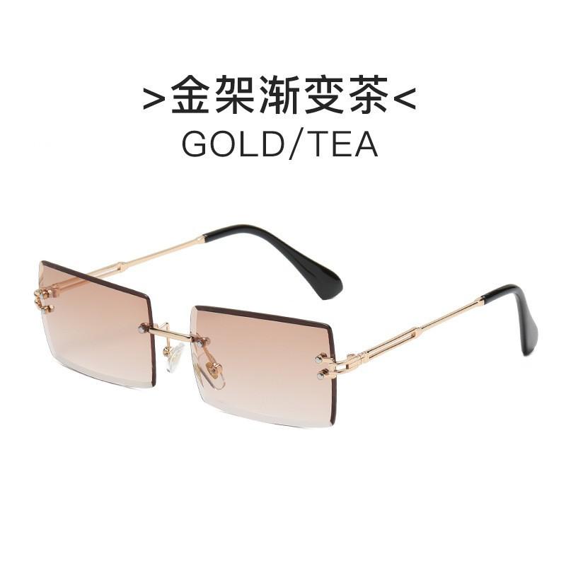 Trendy Rimless Eyeglasses for Men Women Fashion Frameless Rectangle Sun Glasses Retro Shades Summer Traveling Eyewear