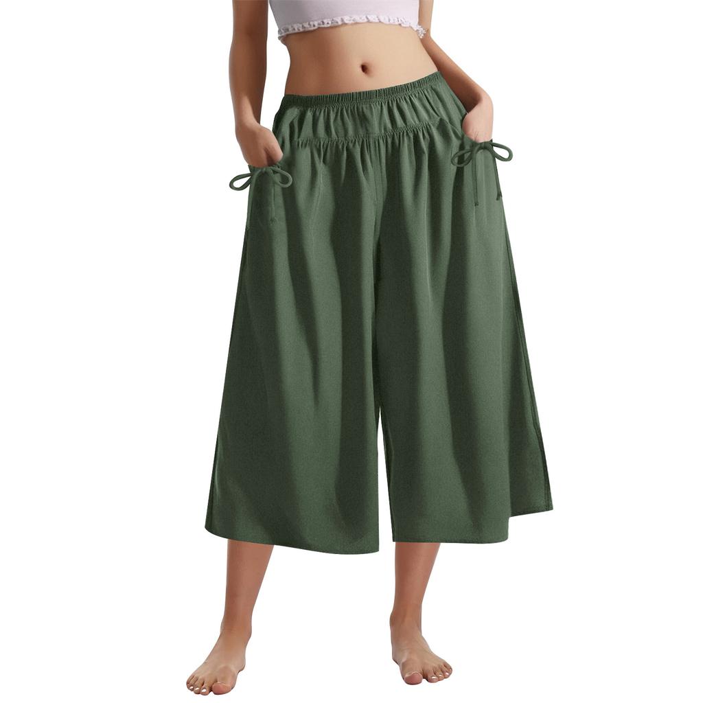 Women's Loose Wide Leg Track Pants Step By Step Pants Summer Wide Leg Casual Pant With Big Ruched Pockets