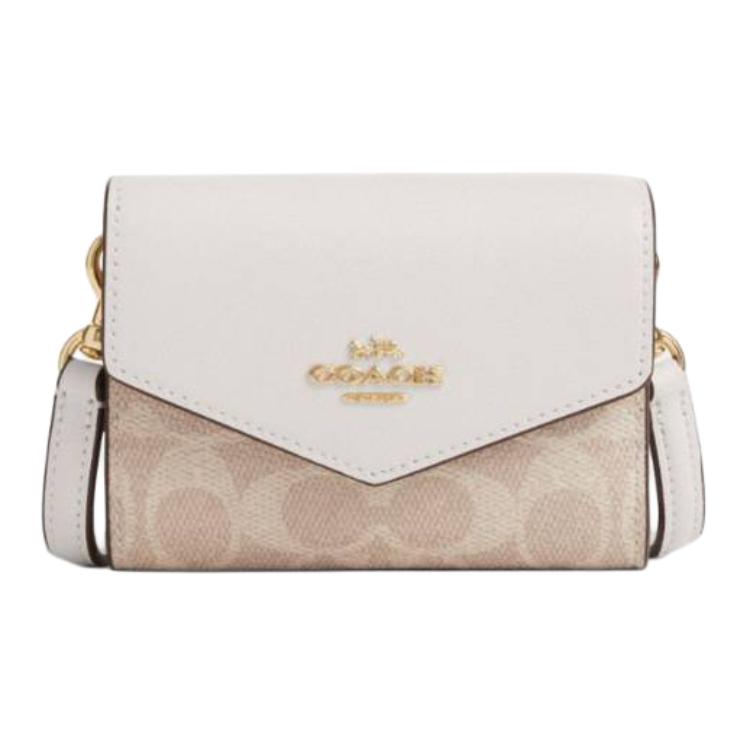 Coach CX162 Mini Envelope Wallet Crossbody Signature Canvas Gold Sand Chalk IMXDM Basic Set BagDust Bag 15000₽
