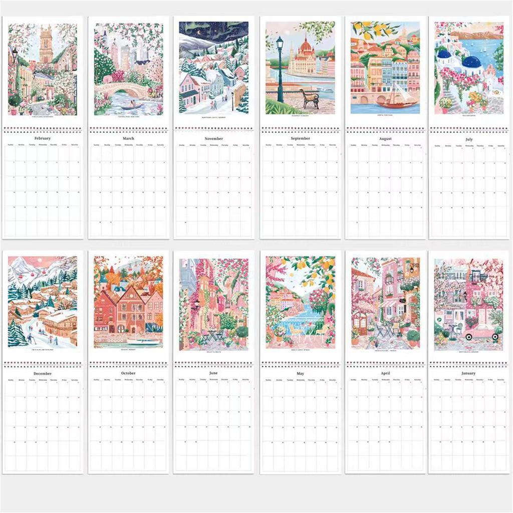 Lista de verificare a călătoriilor 2025 Calendar Legare cu două bobine Planificator lunar de calendar 2025 12 luni din ianuarie 2025-decembrie 2025