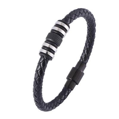 Neu Luxus Echtes Leder Armband Kombination 3 Farben Männer Armbänder Gewebt Armband Männer