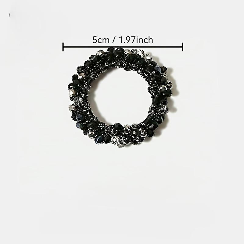 2pcs Fashion Luxury Water Diamond Beaded Hair Rings for Women Party Hair Additions