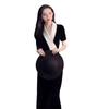 Winter's Powerful Aura, Elegant Ladylike Long Dress with a High-End Feel, Hepburn-Style Black Waist-Cinching Dress for Formal Occasions