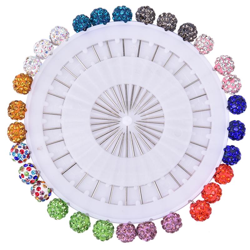 30Pcs Safety Pin Muslim Hijab Scarf Pin  Ball Brooch Straight Head Pin