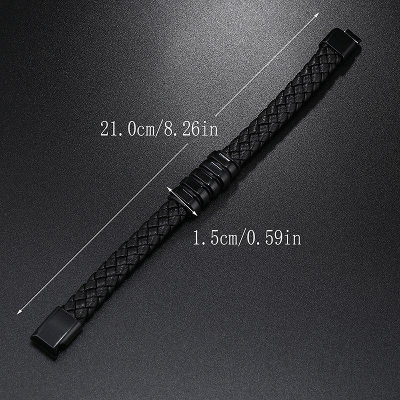 Men PU Leather Bracelet Magnet Buckle Bangle Birthday Gift