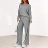 Autumn/Winter Two-Piece Set Casual Fashionable Loose-Fitting Long-Sleeve Top and Wide-Leg Pants
