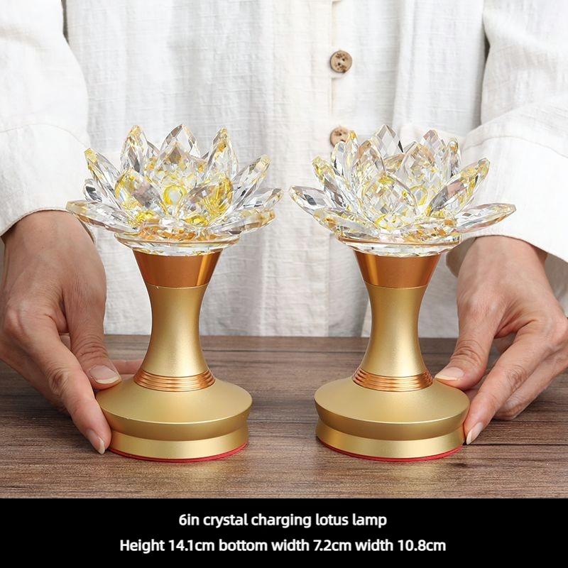 LED rechargeable crystal lotus lamp Buddha lamp long-lasting lamp Buddha lamp Buddha table lamp Buddhist temple lighting home
