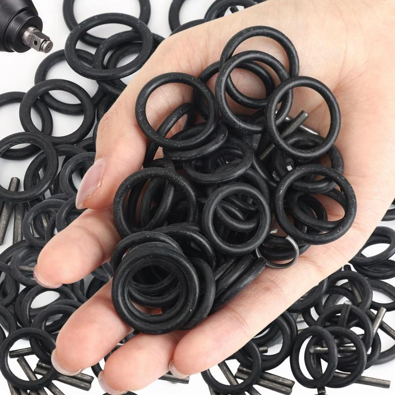 5/50Pcs O Ring Rubber Sealing Washer Black Gasket Oil Resistant High Temperature Ring with Spring Clip Wrench Component Tools