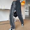 Harajuku Women's Patchwork Straight Leg Jenas with Print Korean Streetwear Hiphop High Waisted Denim Trouser Y2k Style of 90s