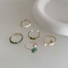 French Retro Pearl & Stone Drip Oil Metal Ring: Chic, Versatile, Elegant Women's Finger Accessory