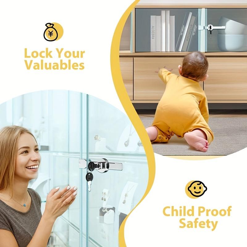 1-5 bucăți încuietoare uși glisante din sticlă cu cheie, vitrină cu finisaj cromat, carcasă glisantă de siguranță, încuietoare uși din sticlă pentru dulap de siguranță