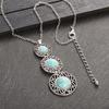 Boho Etnické Inkrustované Tyrkysy Kulaté Kapkové Zirkonové Sady Dámské Měděné Barvy Dlouhé Výrazné Přívěsky Náhrdelníky Bijoux