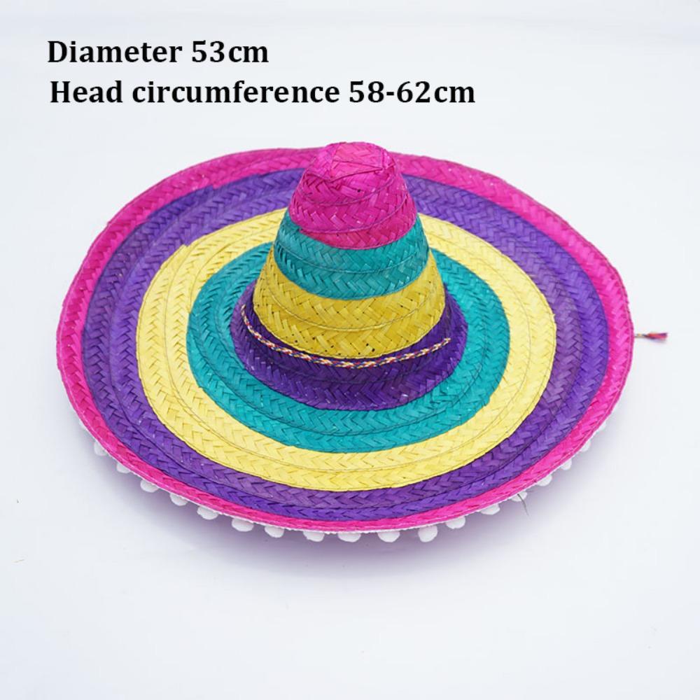 Colorful Straw Hats Mexican Style Men Women Summer Hats New Wide Brim Hats  for Halloween Party