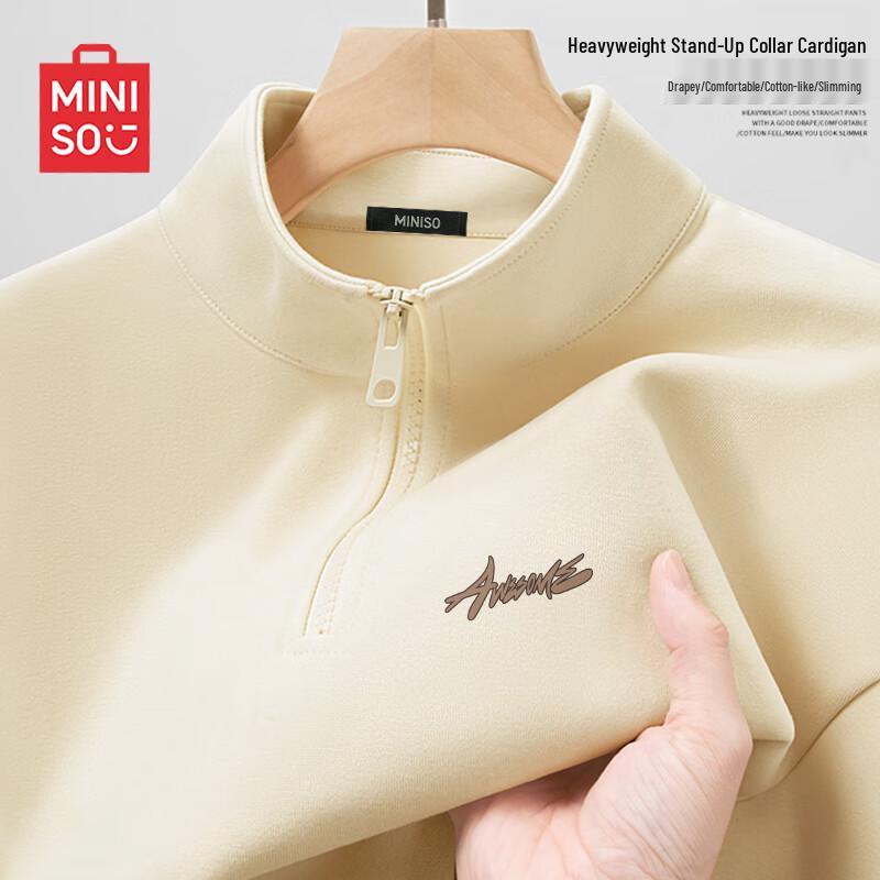 MINISO Men's American Style Half-Zip Stand Collar Sweatshirt