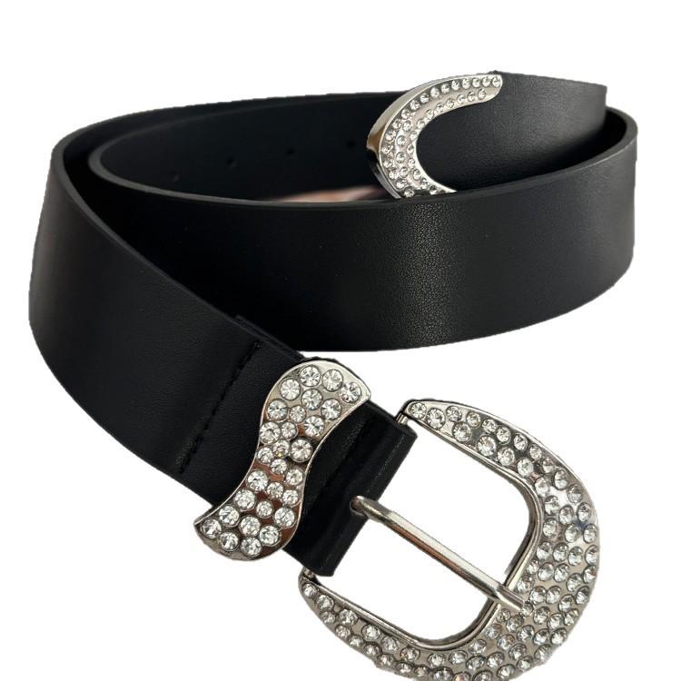 Women's Black Retro Rhinestone Waist Belt for Jeans & Dresses