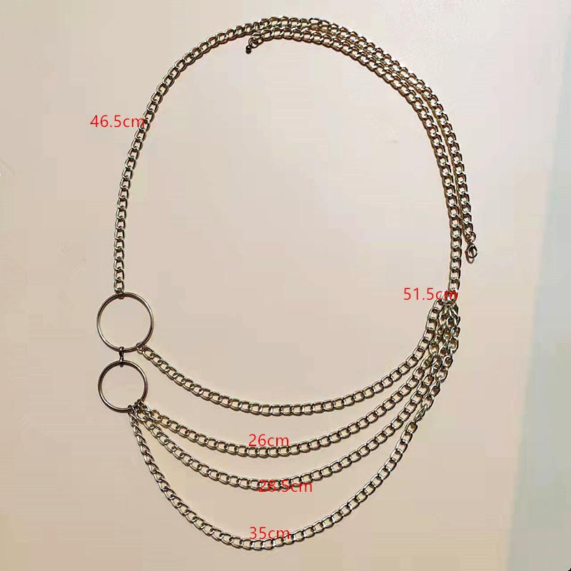 Punk trend metal big ring body chain women's retro versatile multi-layer sexy circle waist chain