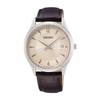 Seiko Mens Analog Quartz Wristwatch Leather Belt SUR421P1 Silver Strap