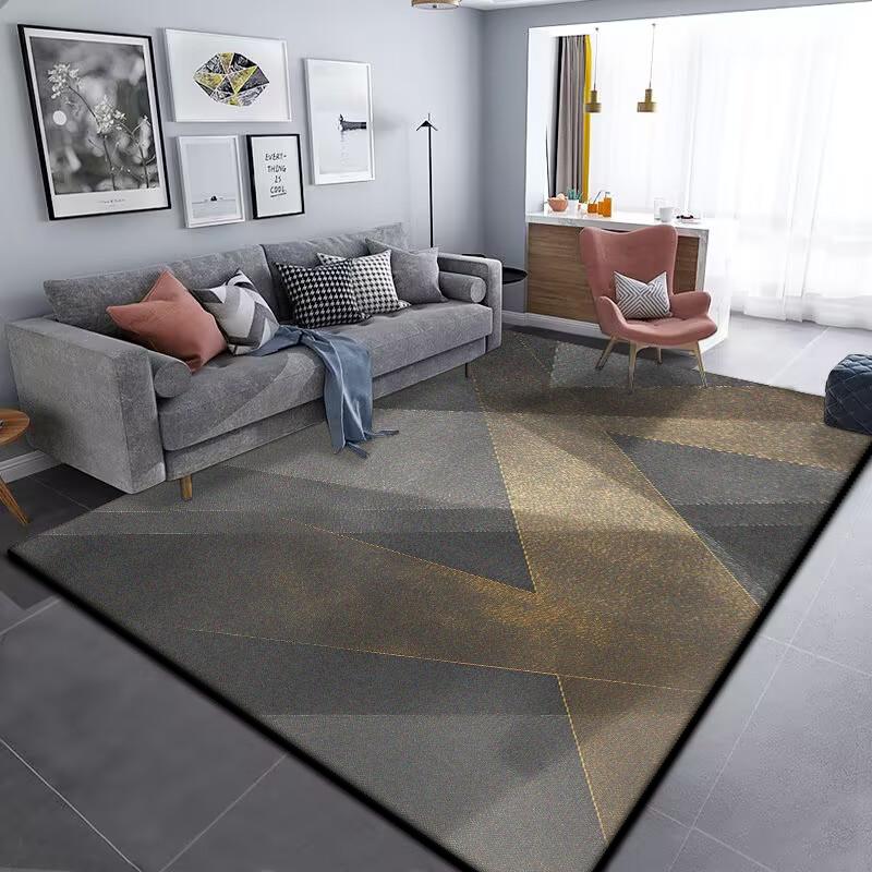 Grey Geometric Carpet for Living Room Modern Luxury Decoration Home Rugs for Bedroom Big Size Non-slip Easy Cleaning Floor Mat