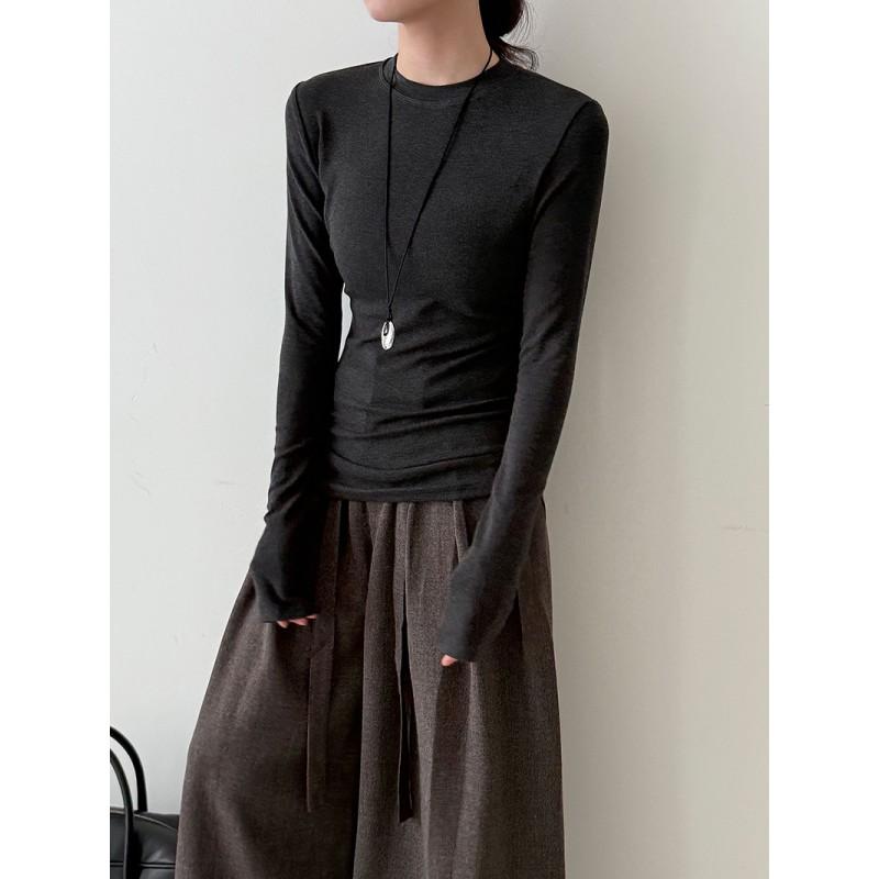 Womens Slim Fit Solid Color Round Neck Long Sleeve Base Layer Top - Soft Rayon Blend Casual Wear