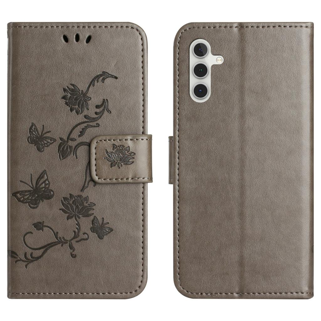For Samsung Galaxy A56 5G/M56 5G Case Wallet Stand Imprinted Butterfly Flower PU Leather Phone Cover