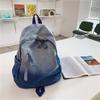 Neuer Rucksack mit verwaschenen Jeans in Farbverlauf für weibliche College-Schulranzen für Studenten, lässiger Retro-Denim-Schultertaschen-Rucksack