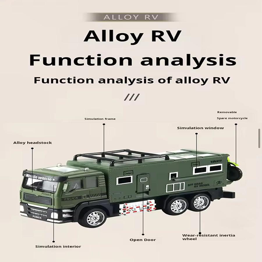 1Pcs- High-Quality 1:24 High-Quality Scale Off-Road Transport Vehicle Construction Set High-Quality Miniature High-Quality Rv Play Sets High-Quality
