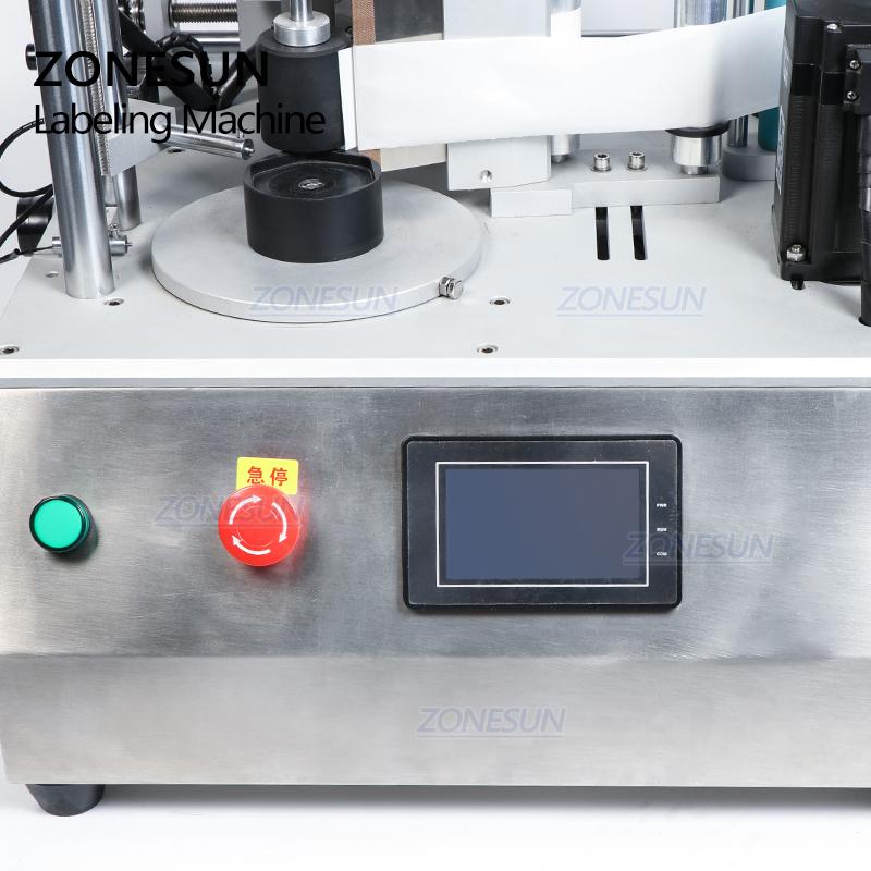 ZONESUN Semi-auto Hexagon Round Bottle Labeling Machine Sauce Jam Honey Label Sticker Applicator Wrap-around Labeler ZS-TB300W