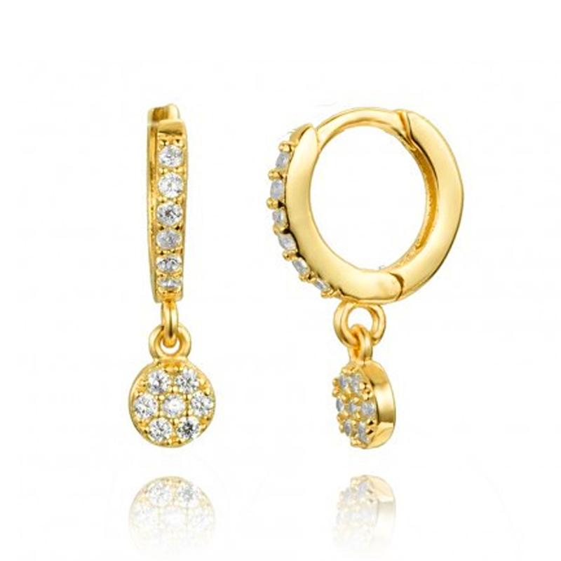 925 Silver Needle Square Pendant Hoop Earrings Vintage Gold Earrings For Women Shell Pendant Earring Fashion Jewelry Accessories