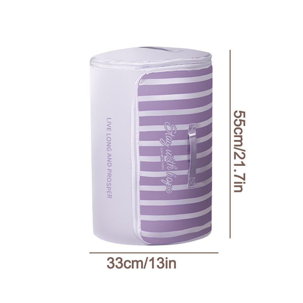 Cylindrical Quilt Compression Bags Large Capacity Stripe Household Quilt Foldable Storage Bag Storage Organization Tools