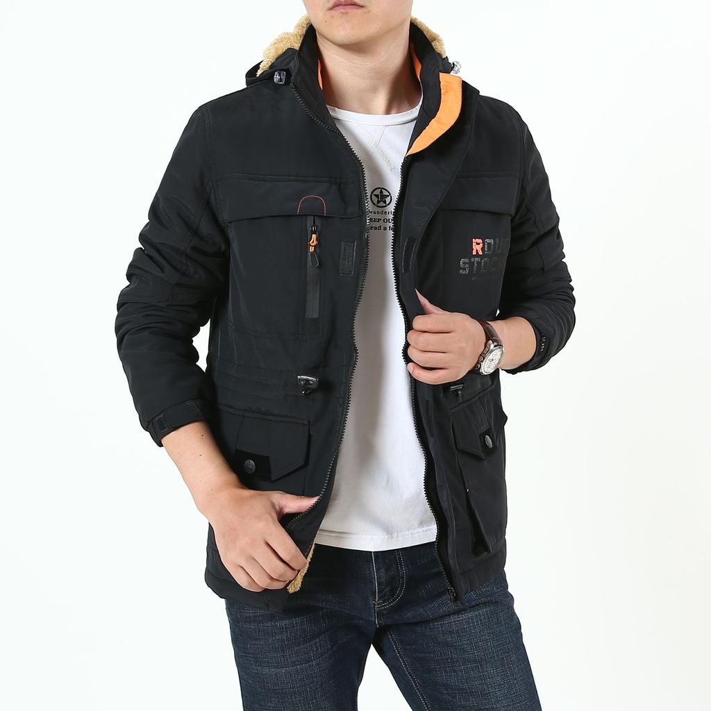 Winter Men's Clothing Large Size Casual Velvet Cotton-padded Clothes Men's Medium and Long Outdoor Large Size Outdoor Men's Jackets