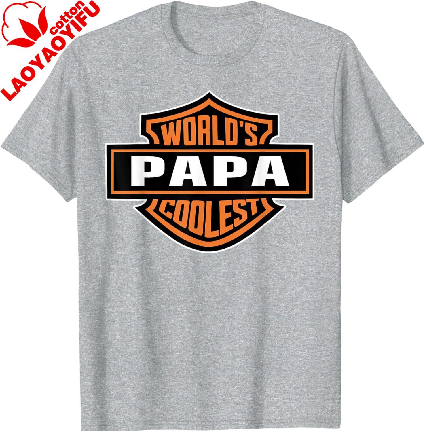 Unisexs Worlds Coolest PAPA Best Dad in The World Fathers Day TShirt S