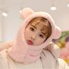 Cute Winter Warm Hedging Cap Cartoon Plush Hat Scarf Casual Bear Ear Hat Scarf  Autumn