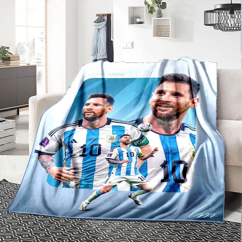 Football Messi Blanket Warmthful Decor Perfect for Office Chair Sofa Office for All Seasons Warmthful Decor Ideal Gift For Birthday Valentine'S Day