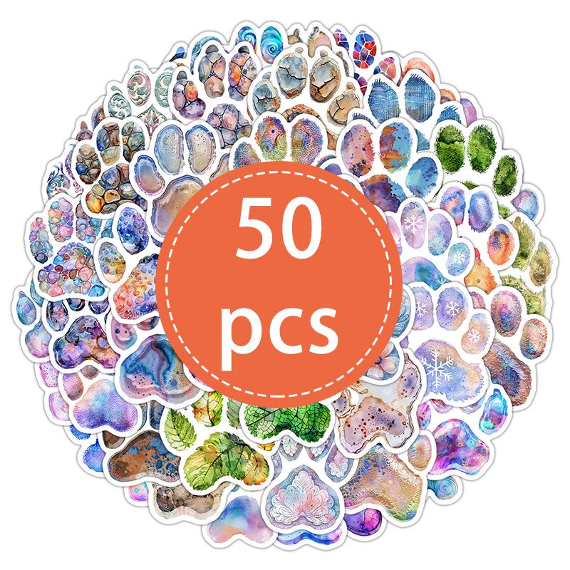 

50PCS Cute Pet Claw Print Stickers Colorful Cats Dogs Animals Paw Decals Waterproof Vinyl Sticker for Scrapbooking Laptop Tablet