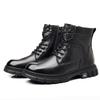 2025 new first-layer cowhide men's genuine leather Martin boots winter men's high-top tooling shoes trendy velvet leather boots