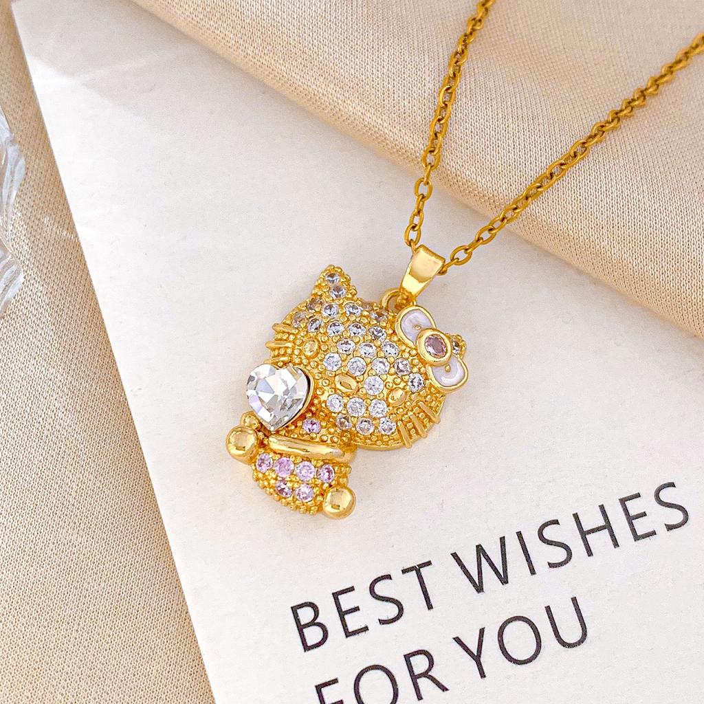 Necklace Cartoon Cute Rabbit Zircon Necklace Accessories Women's Simple Small Fresh Design Sense Fashion Versatile Collarbone Chain