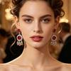 European Retro Bohemian Ethnic Women's Tassel Stud Earrings with Electroplated Geometric Beads