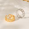 Stainless Steel Chain Open Ring for Women, Non-fading, Instagram Style, Hollow-out Vintage Titanium Steel Ring