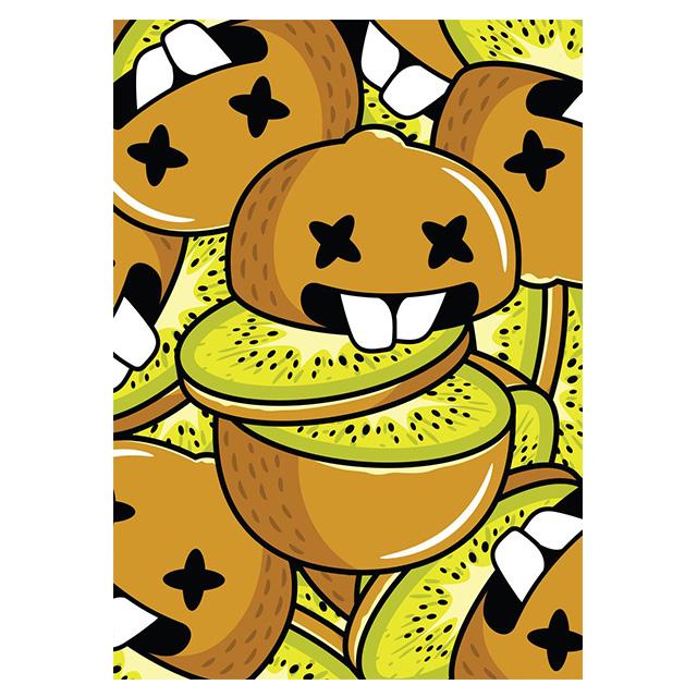 Cartoon Fruit Doodle Avocado Pineapple Kiwi Print Poster Canvas Painting Modern Wall Art Pictures Living Room Bedroom Home Decor